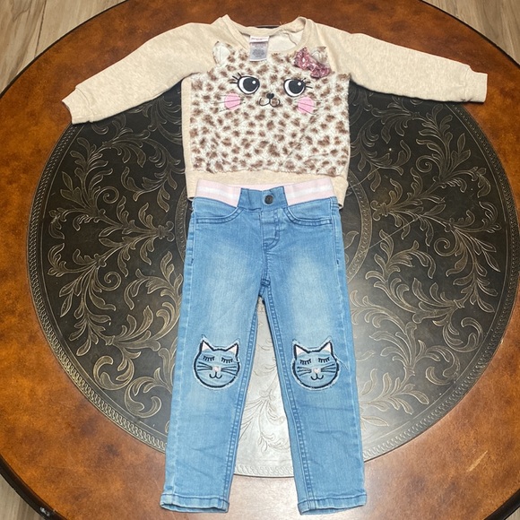Girls Bundle RBX Short Sleeve Shirt Nannette Kids Cat Sweater 2 Pair of Pants 3T - Picture 3 of 16